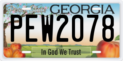 GA license plate PEW2078