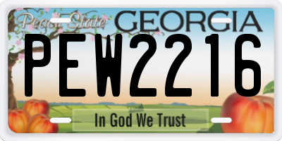GA license plate PEW2216