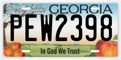 GA license plate PEW2398