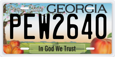 GA license plate PEW2640