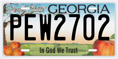GA license plate PEW2702