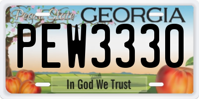 GA license plate PEW3330