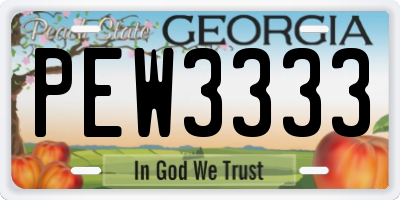 GA license plate PEW3333