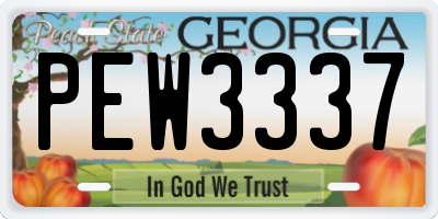GA license plate PEW3337