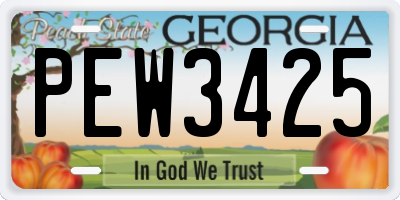 GA license plate PEW3425