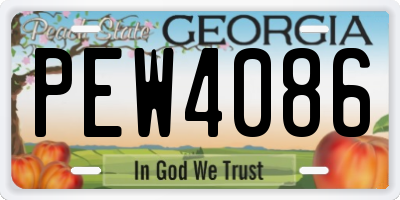 GA license plate PEW4086