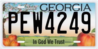 GA license plate PEW4249