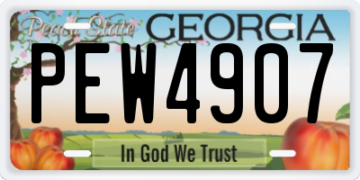 GA license plate PEW4907