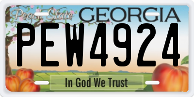 GA license plate PEW4924