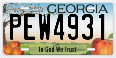 GA license plate PEW4931