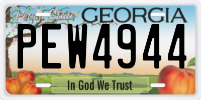 GA license plate PEW4944