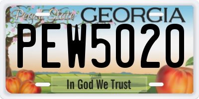 GA license plate PEW5020