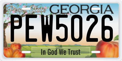 GA license plate PEW5026
