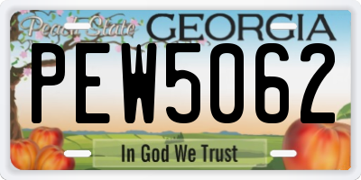 GA license plate PEW5062