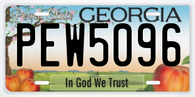 GA license plate PEW5096