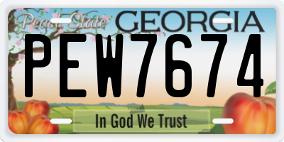 GA license plate PEW7674