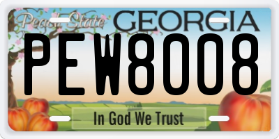 GA license plate PEW8008