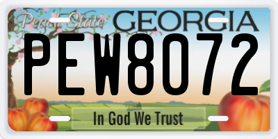 GA license plate PEW8072