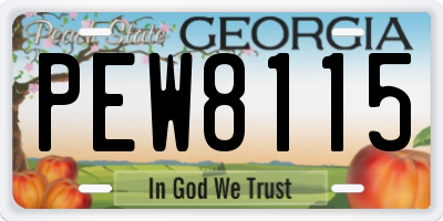 GA license plate PEW8115