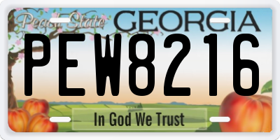 GA license plate PEW8216