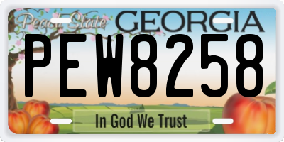 GA license plate PEW8258