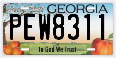 GA license plate PEW8311