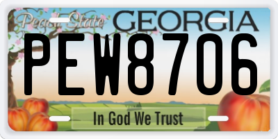 GA license plate PEW8706
