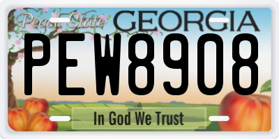 GA license plate PEW8908