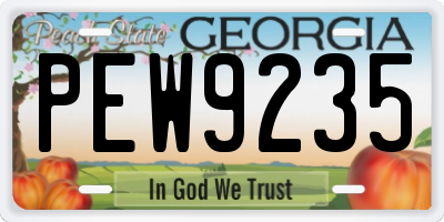 GA license plate PEW9235