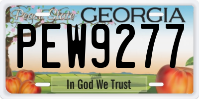 GA license plate PEW9277