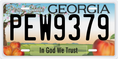 GA license plate PEW9379
