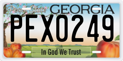 GA license plate PEX0249