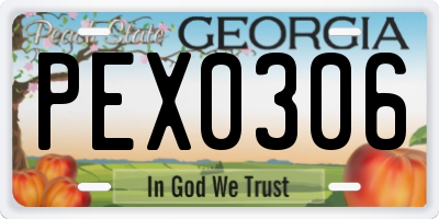 GA license plate PEX0306