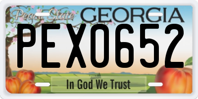 GA license plate PEX0652