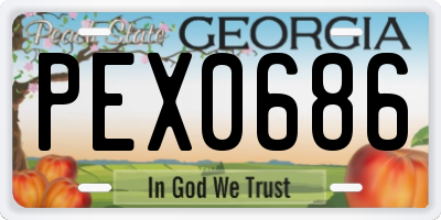 GA license plate PEX0686