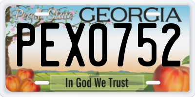 GA license plate PEX0752