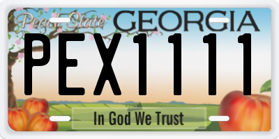 GA license plate PEX1111
