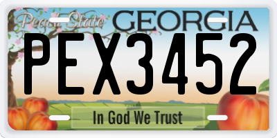 GA license plate PEX3452