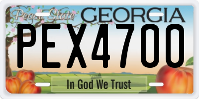 GA license plate PEX4700