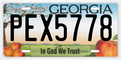 GA license plate PEX5778