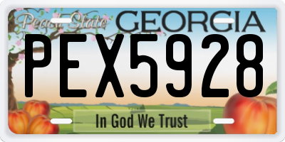 GA license plate PEX5928