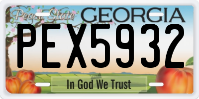 GA license plate PEX5932