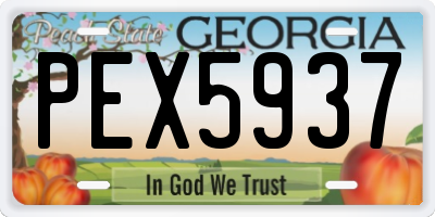 GA license plate PEX5937