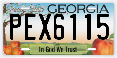GA license plate PEX6115