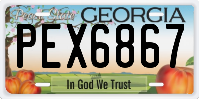 GA license plate PEX6867