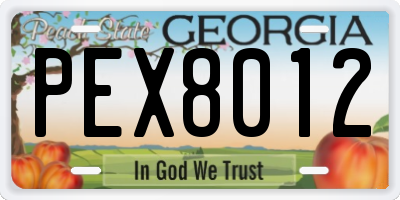GA license plate PEX8012