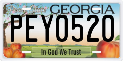 GA license plate PEY0520