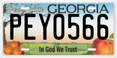 GA license plate PEY0566