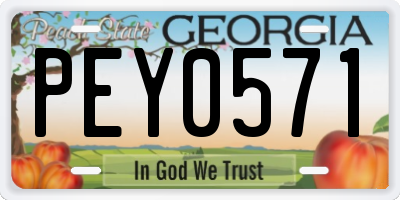 GA license plate PEY0571