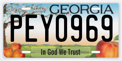 GA license plate PEY0969